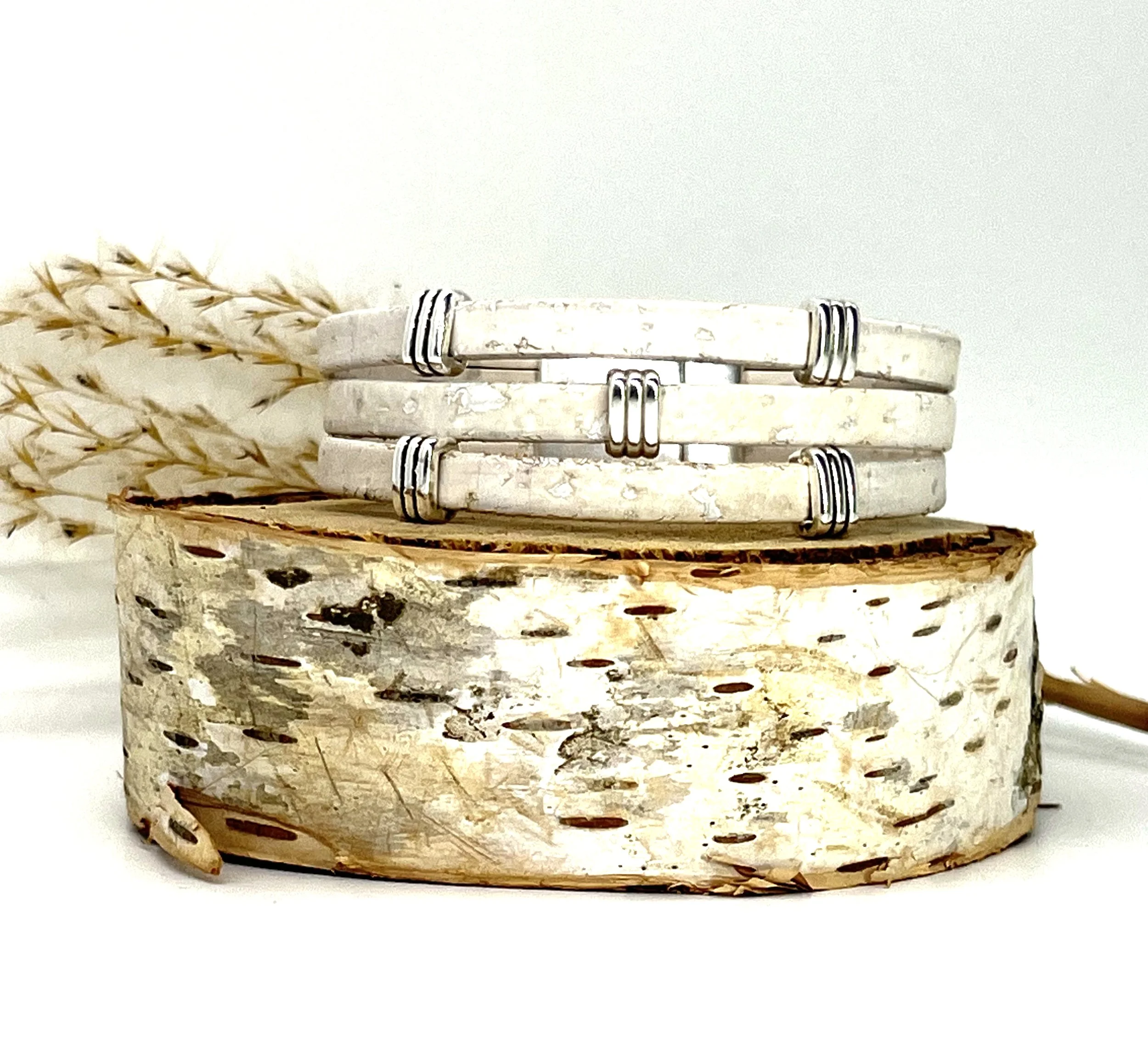 White Trio Cork Bracelet | Elisabetta Studio